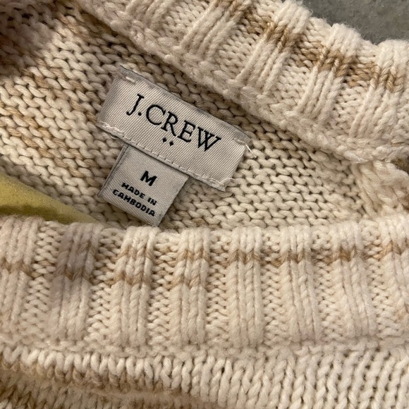 J Crew Size M Tan Cream Raglan space-dyed Sweater Long sleeve Crew Neck Lullover - Picture 10 of 10